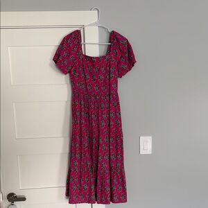 J. Crew Factory Pink Floral Midi Dress